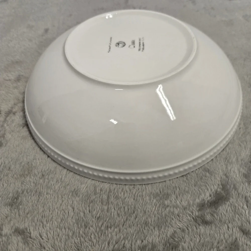 Eaton Fine Dining Casa White Beaded Rim 9 Inch Pasta Bowl Ceramic Microwave Safe
